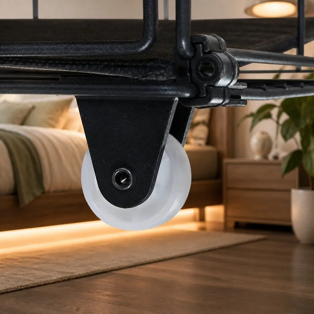 King Bed Frame with LED Headboard and Storage