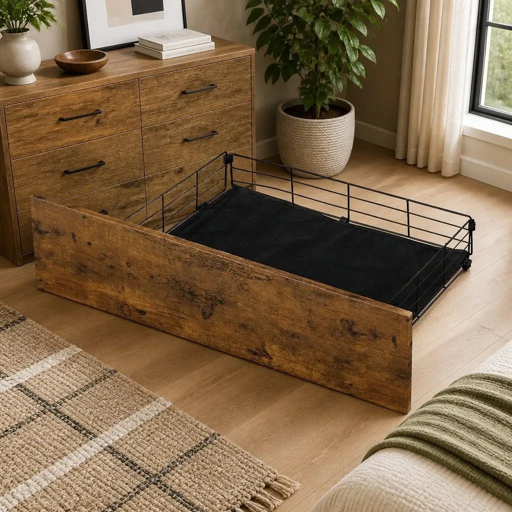 Queen Bed Frame with LED Light and Storage