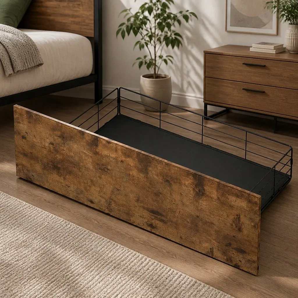 Single Bed Frame with Storage Drawers and LED Headboard