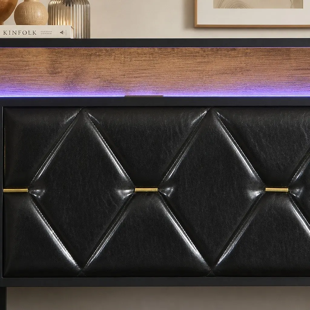 Single Bed Frame with Metal Slatted Base and LED Headboard