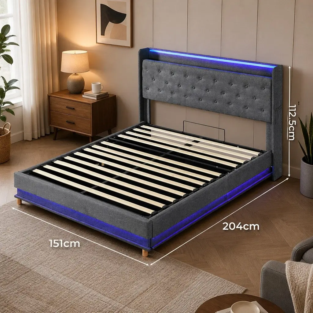 Double Bed Frame with Gas Lift Storage