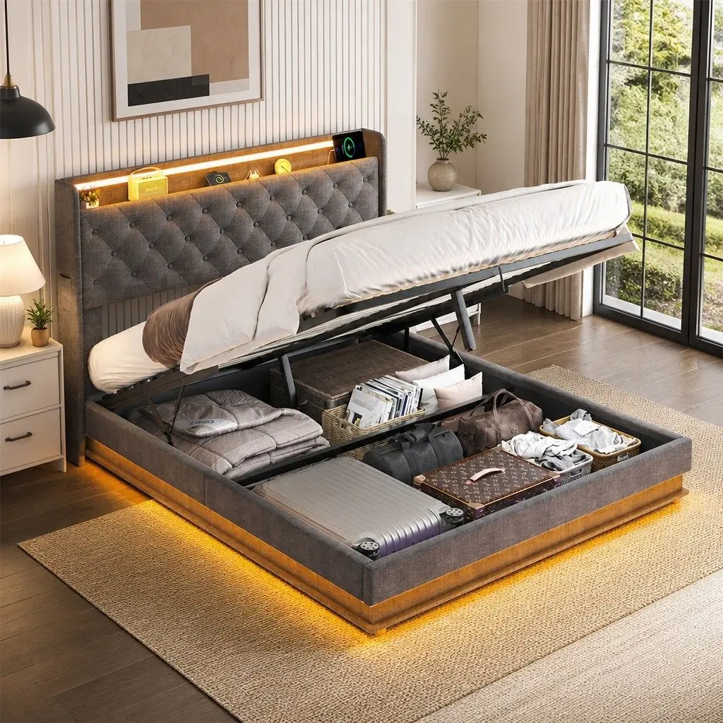 Double Bed Frame with Gas Lift Storage