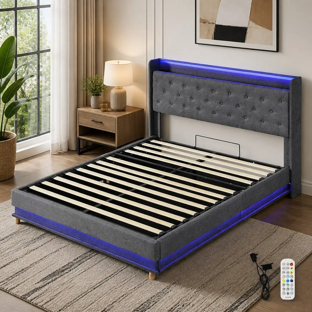 Double Bed Frame with Gas Lift Storage