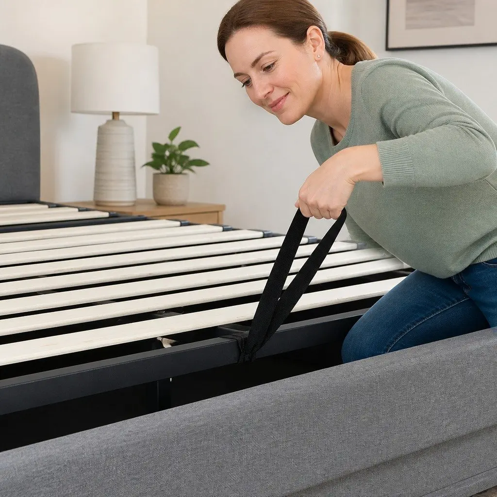 Gas Lift Storage Single Bed Frame with USB Charging & LED