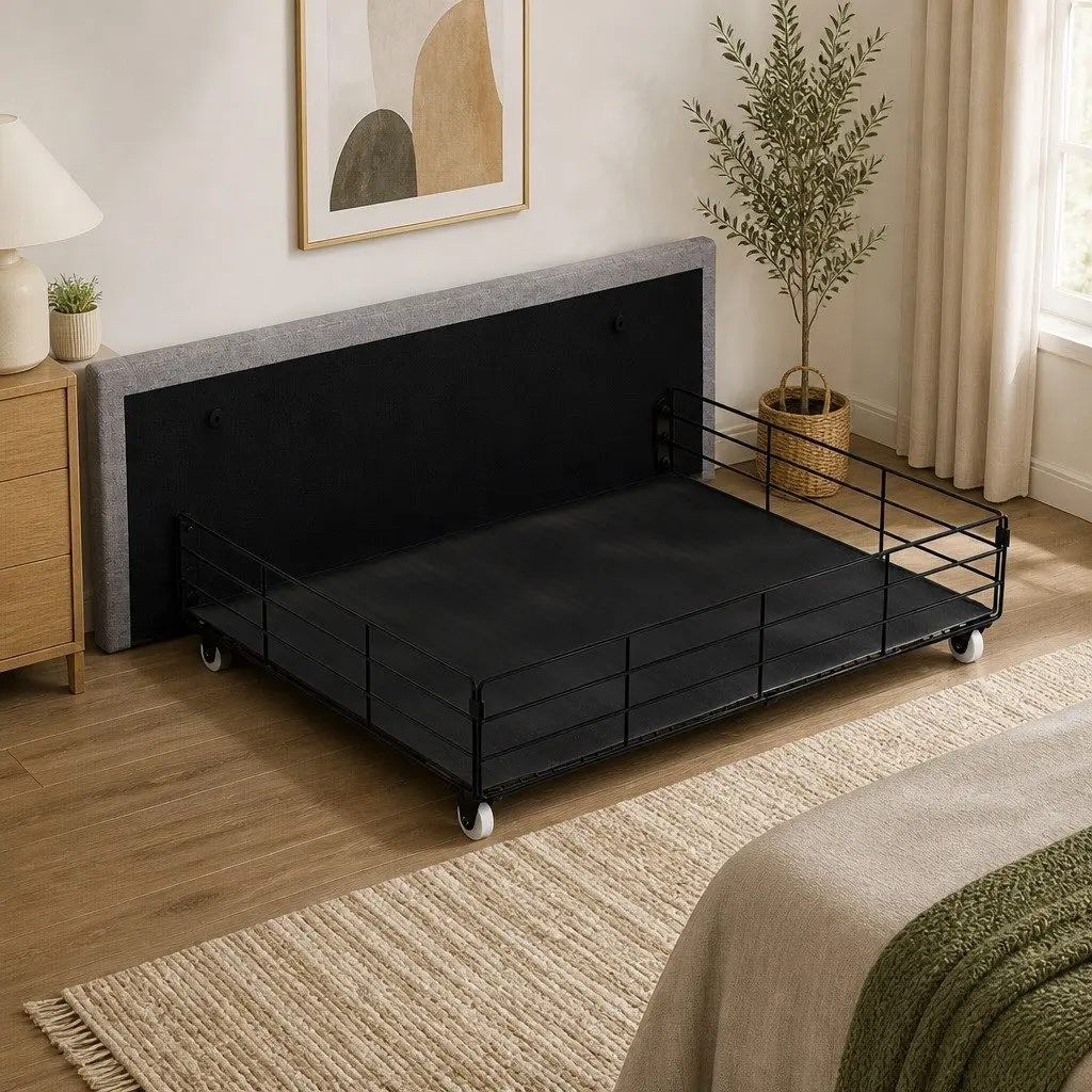Gray Queen Bed Frame with LED Headboard