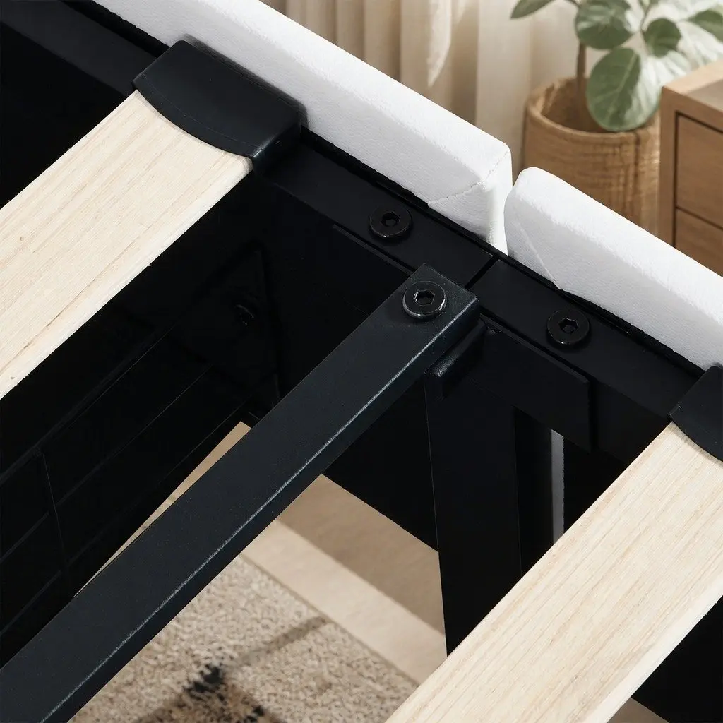 King Bed Frame with Adjustable Leather Headboard