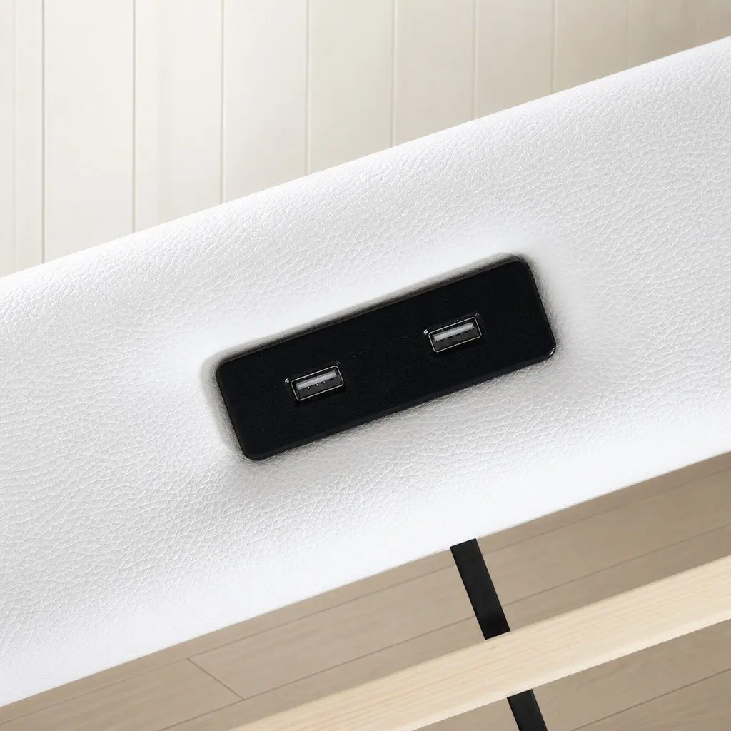 Adjustable Queen Bed Frame with USB Ports and LED Light