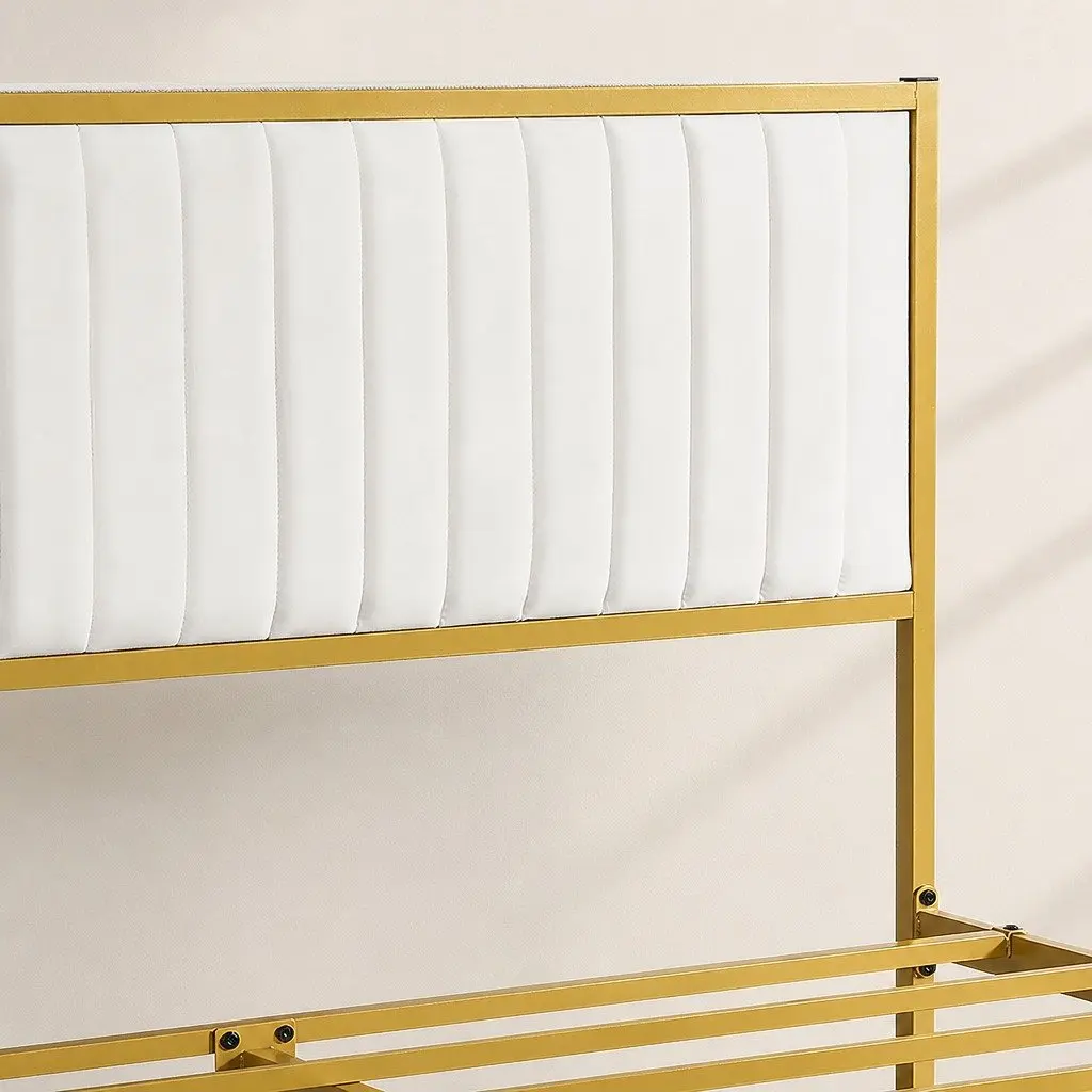 Double Bed Frame with Under Bed Storage in Beige