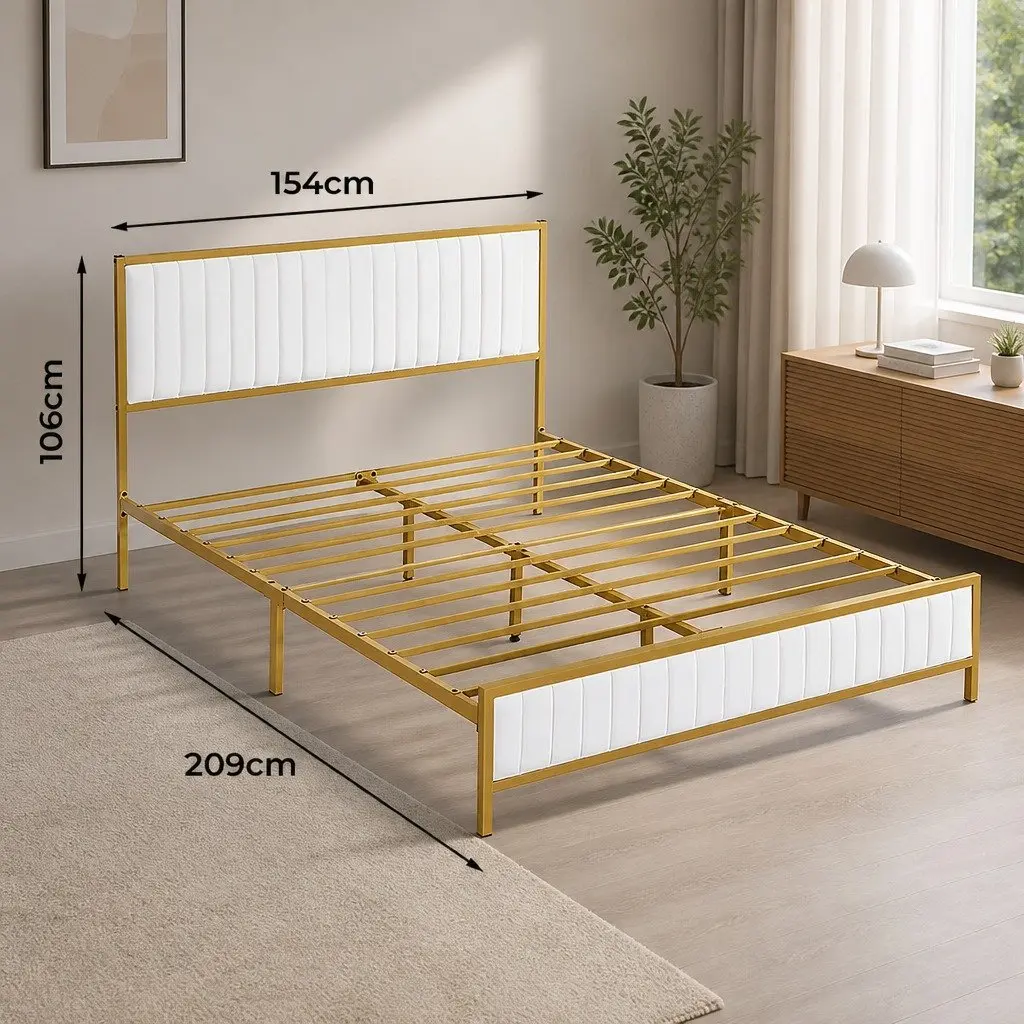 Queen Bed Frame with Padded Headboard and Storage
