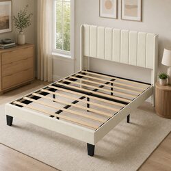 Upholstered Queen Bed Frame with Sturdy Metal Support