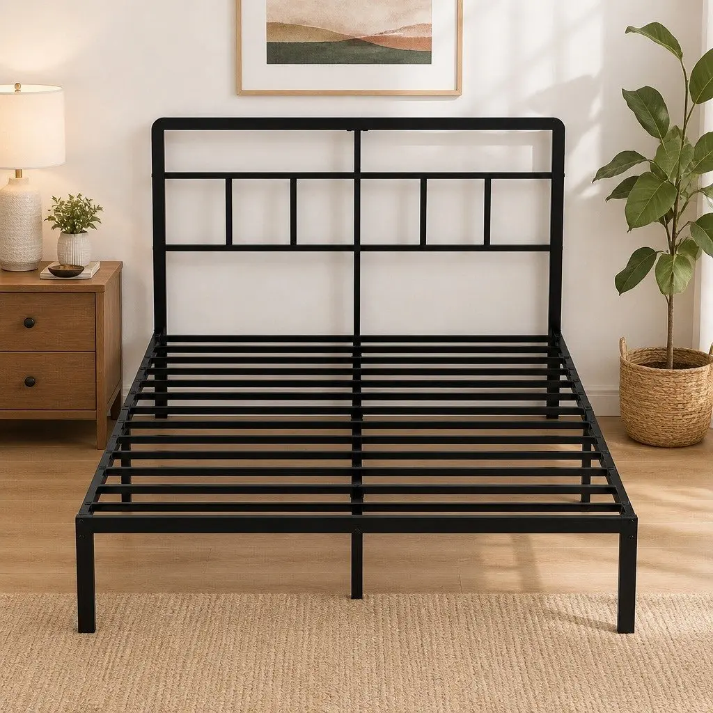 Double Bed Frame Steel 120x190cm Black