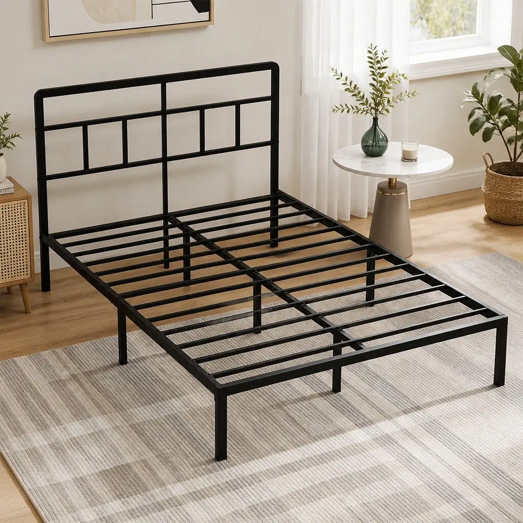 Double Bed Frame Steel 120x190cm Black