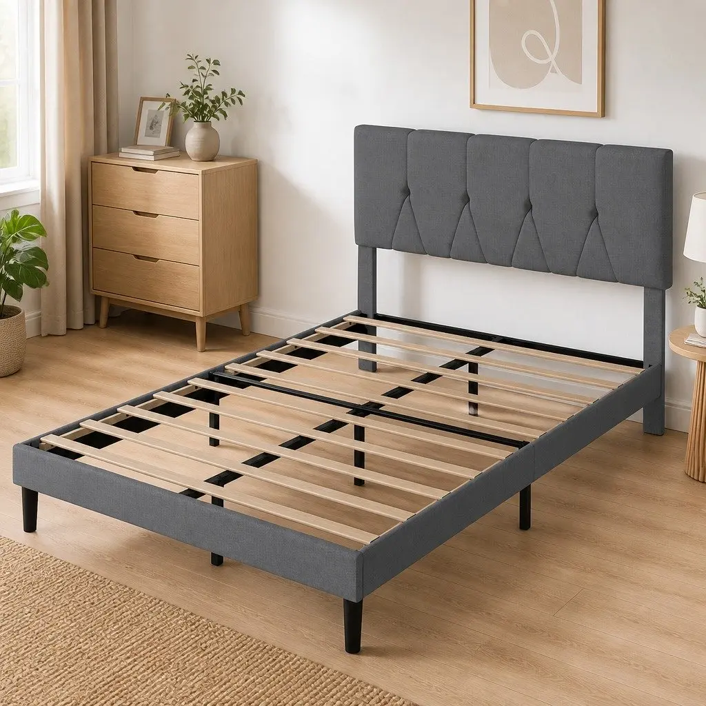 Upholstered Platform Bed Frame Queen with Storage