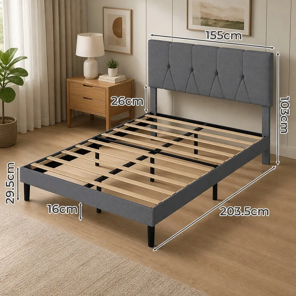 Upholstered Platform Bed Frame Queen with Storage
