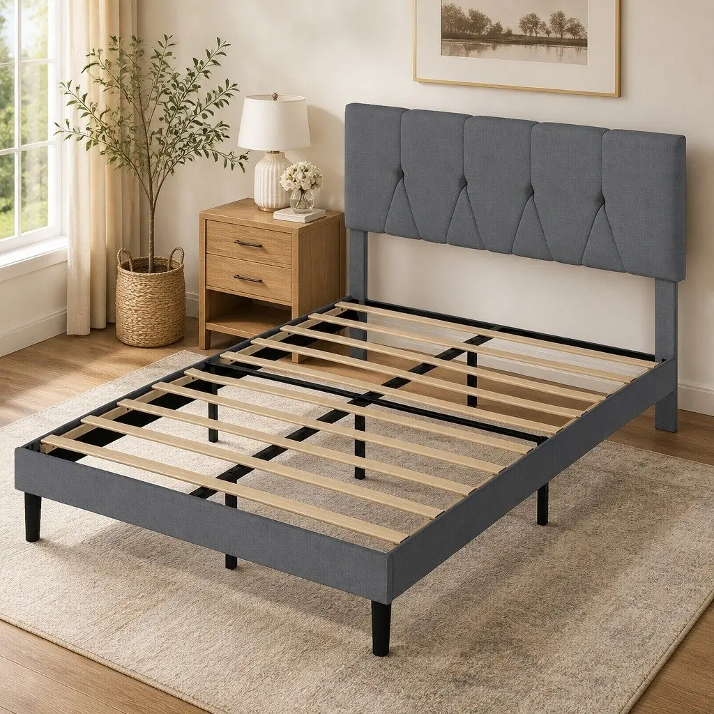 Upholstered Platform Bed Frame Queen with Storage
