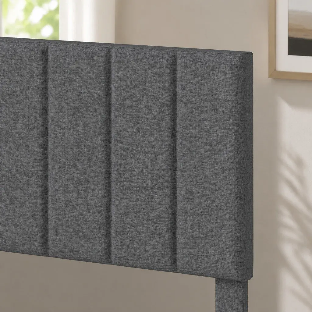 Upholstered Platform Bed Frame in Dark Grey