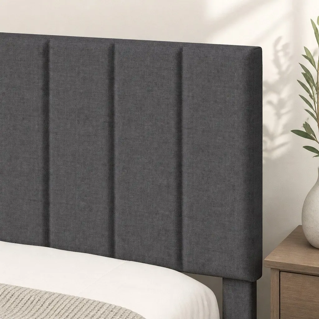 Dark Grey Queen Upholstered Bed Frame with Storage