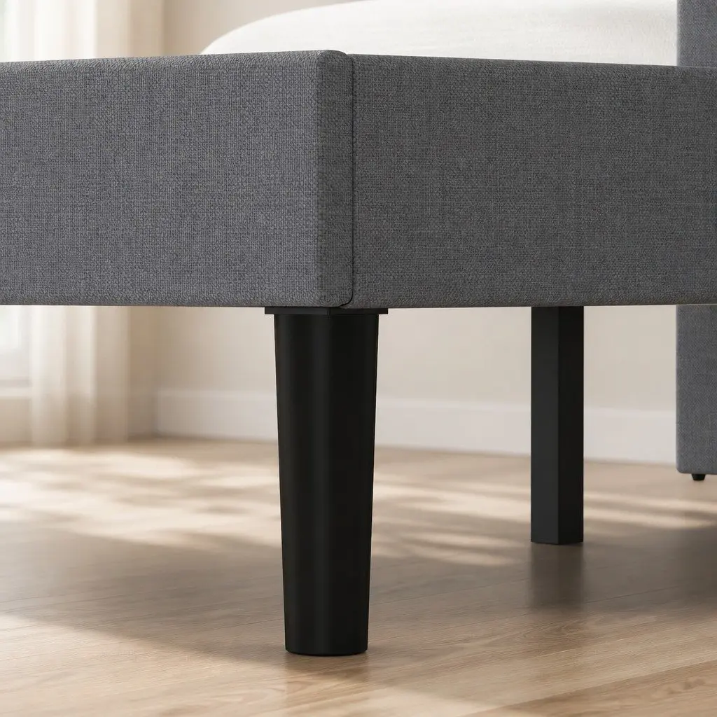 Upholstered Bed Frame Wooden Slat Storage Double Size Dark Grey