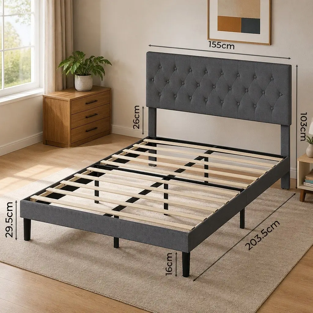 Queen Upholstered Platform Bed Frame with Storage