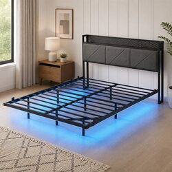 Premium Floating Bed Frame with LED and USB Ports