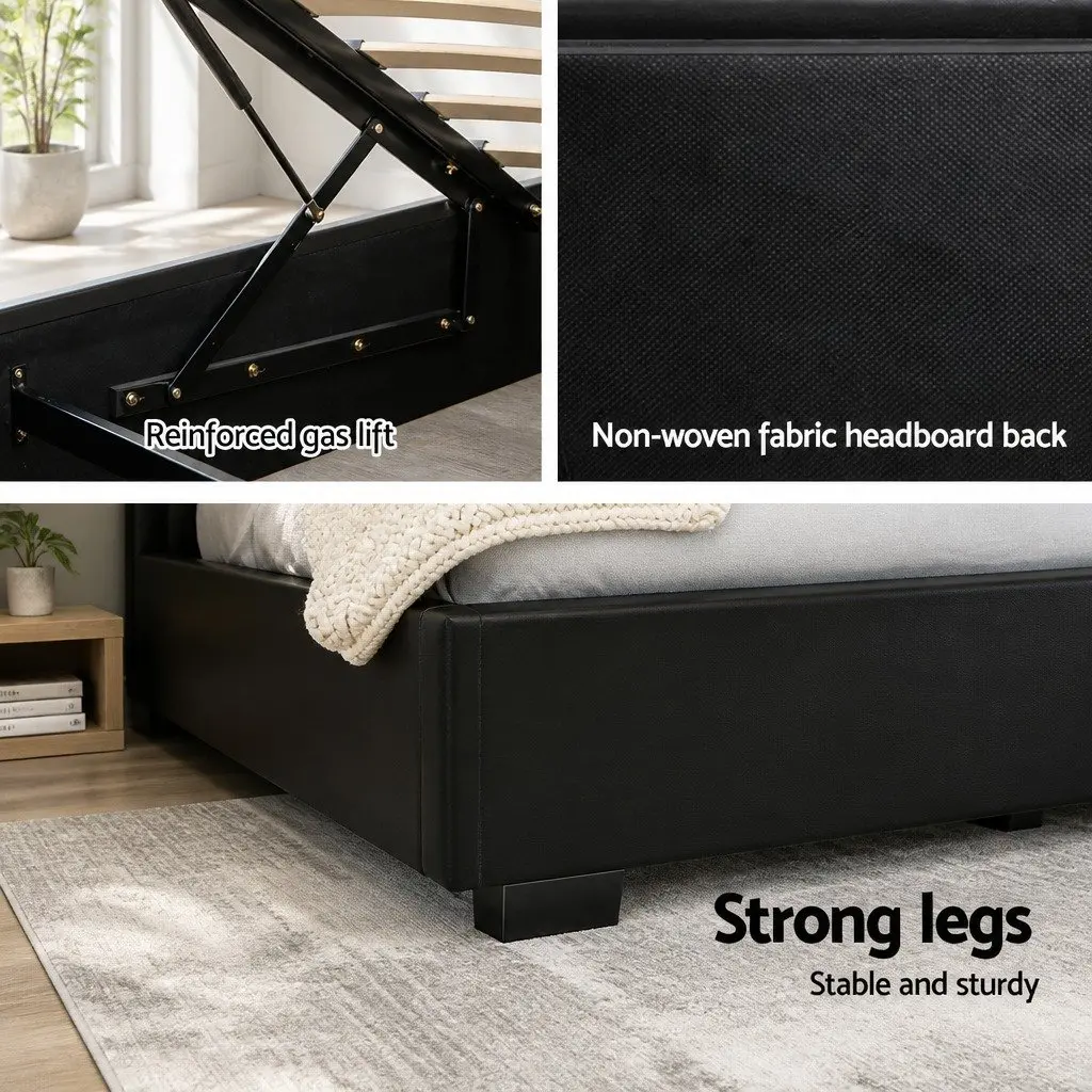 Queen Size Gas Lift Bed Frame with LED Headboard