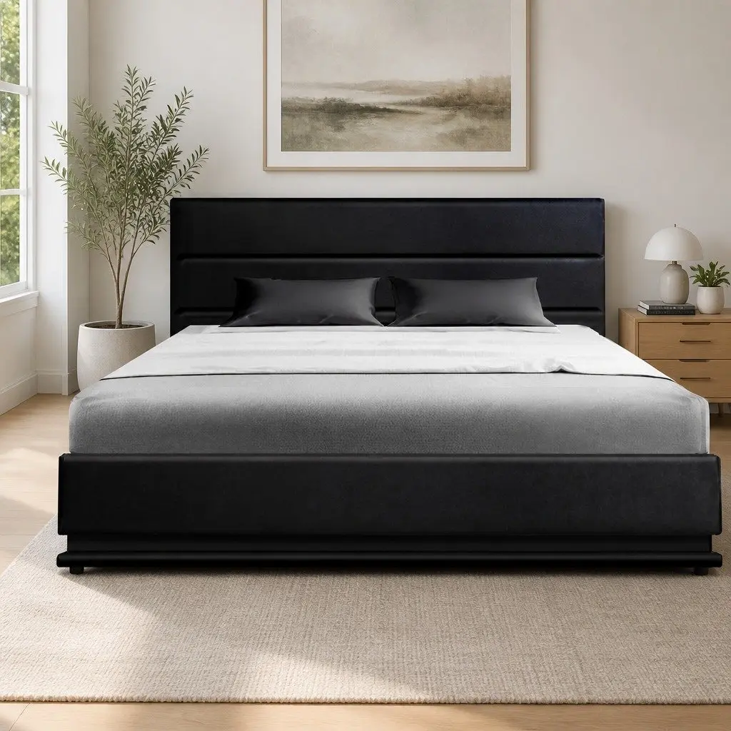 Gas Lift Storage Double Bed Frame with LED Lights