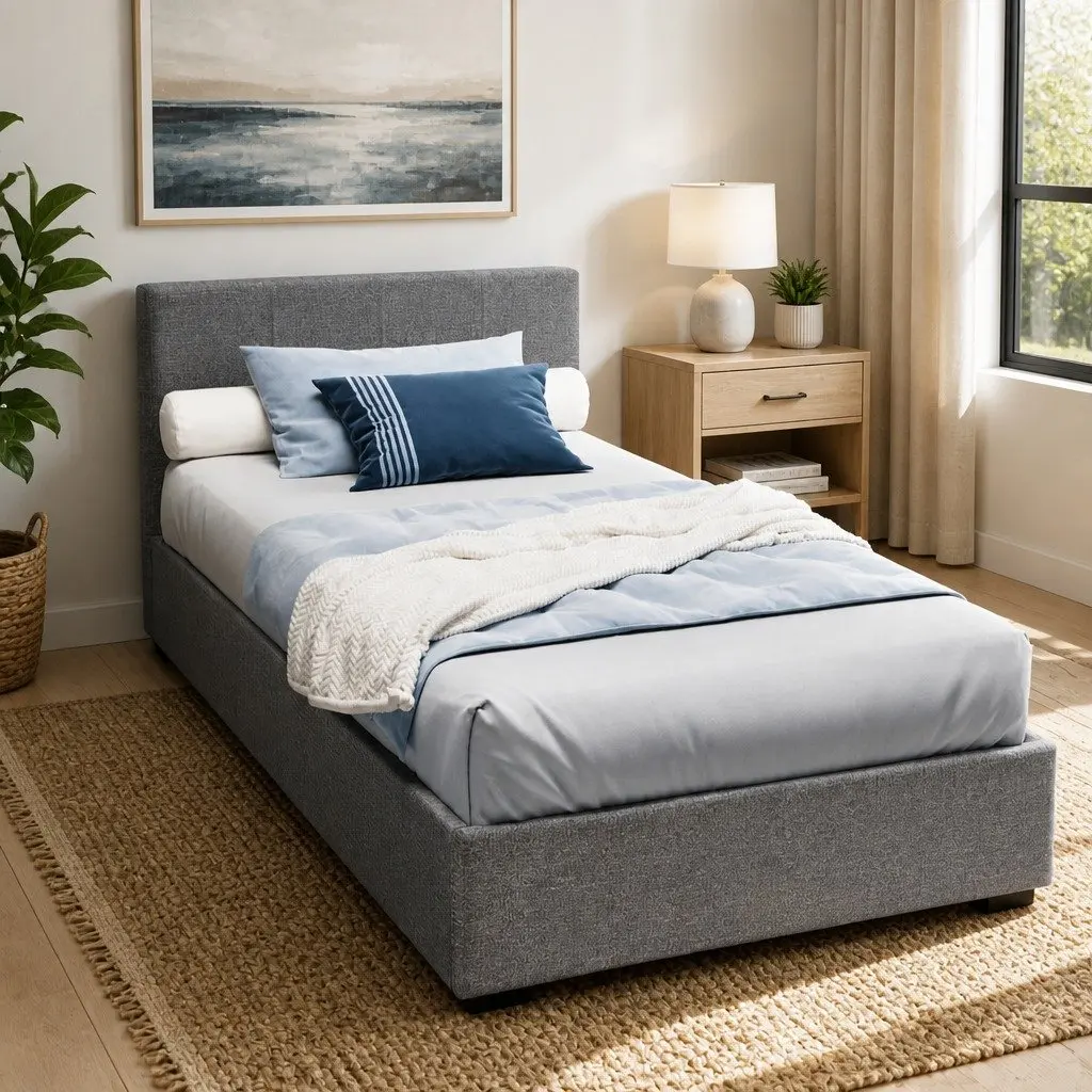 King Single Bed Frame with Gas Lift Storage