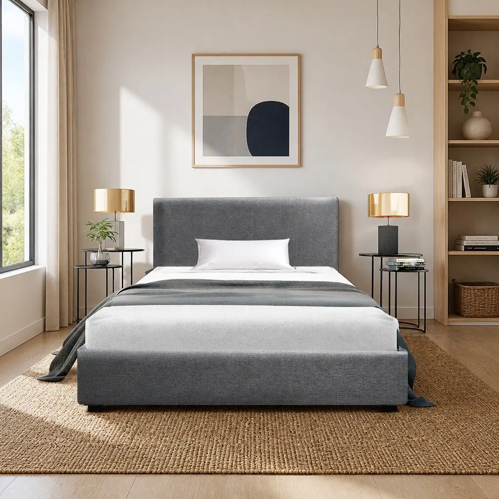 King Single Bed Frame with Gas Lift Storage