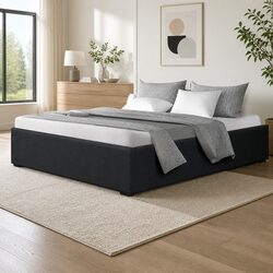 Double Gas Lift Bed Frame with Storage Base in Charcoal