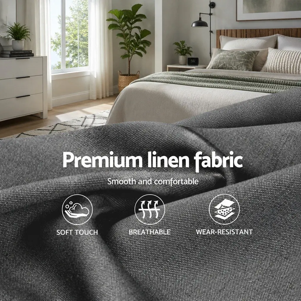 Queen Size Grey Bed Frame with Gas Lift Storage