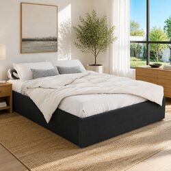 Durable Gas Lift Queen Bed Frame with Storage in Charcoal