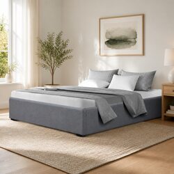 Grey Queen Size Gas Lift Bed Frame with Ample Storage