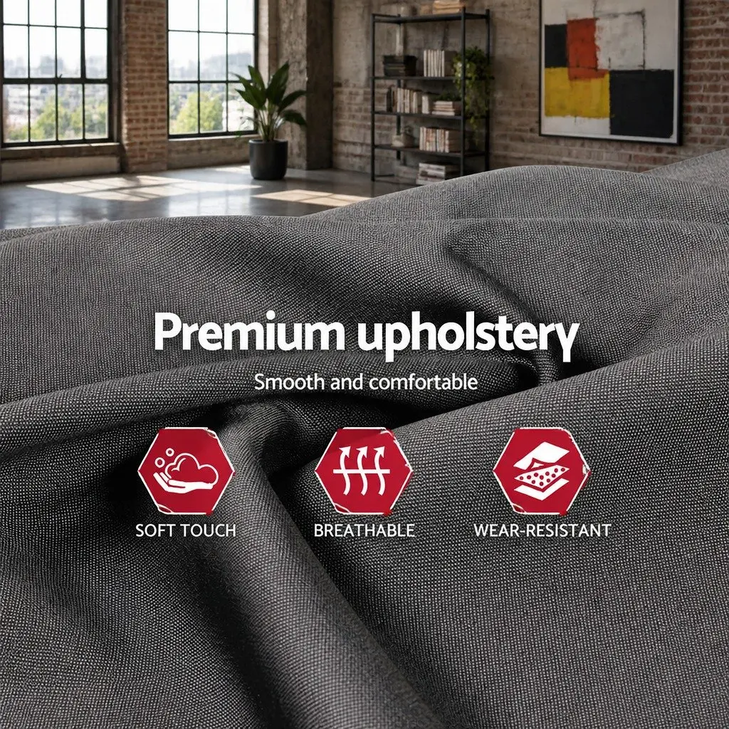 Grey Upholstered Double Bed Frame with Support