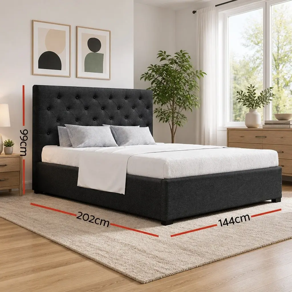 Double Gas Lift Bed Frame with Storage & Headboard