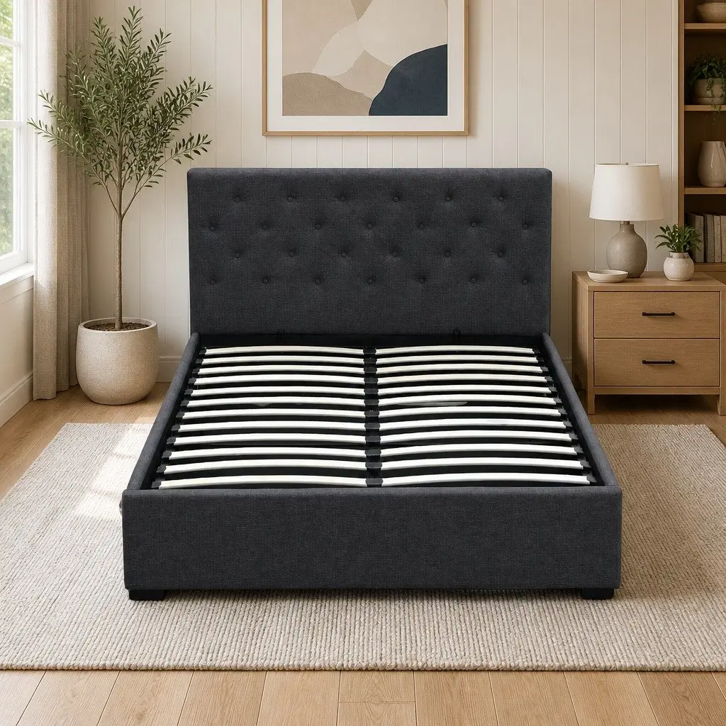 Double Gas Lift Bed Frame with Storage & Headboard