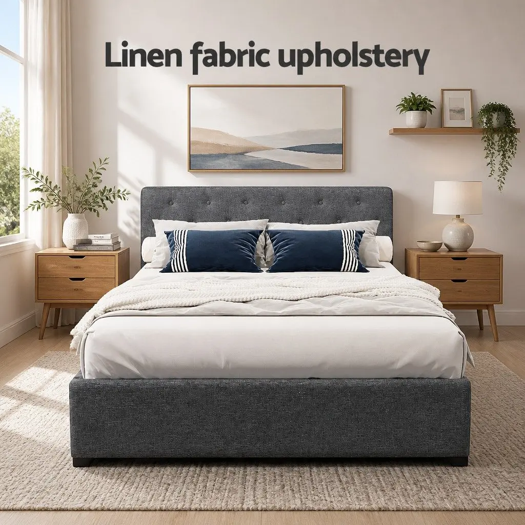 Double Gas Lift Bed Frame with Storage & Headboard