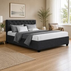 Sturdy Queen Size Bed Frame with Gas Lift Storage