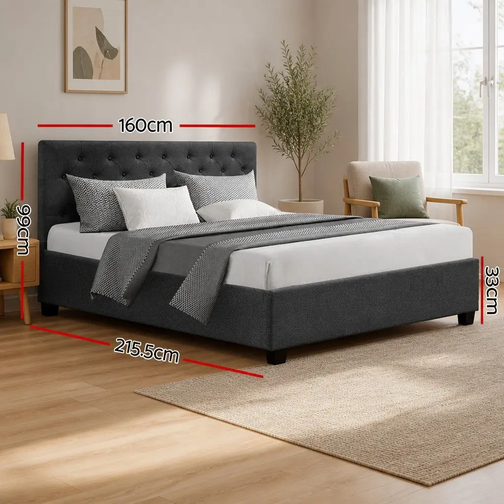 Queen Size Bed Frame with Gas Lift Storage