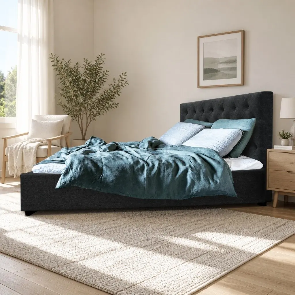 Queen Size Bed Frame with Gas Lift Storage