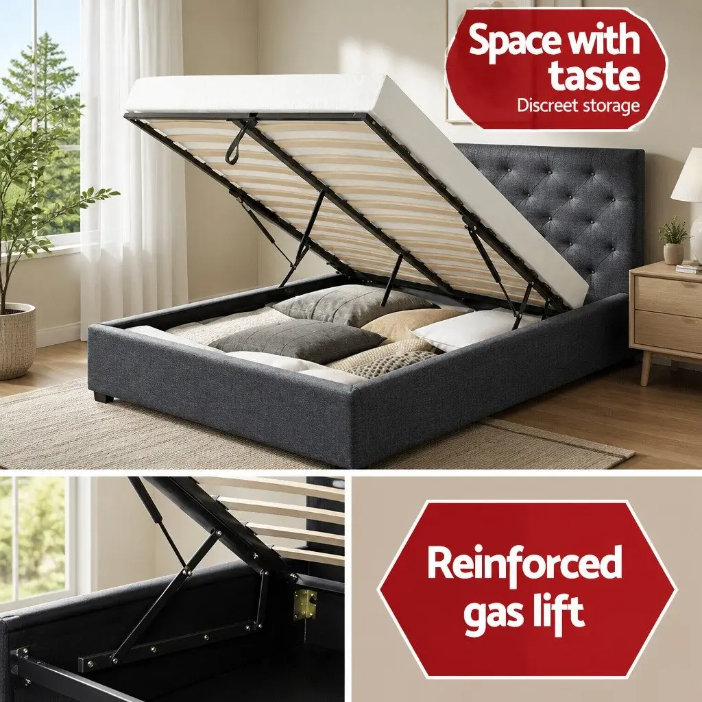 Queen Size Bed Frame with Gas Lift Storage
