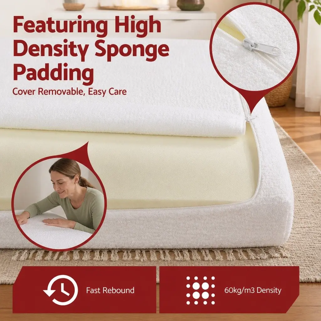 Double Bed Frame with Boucle Fabric and Tool-Free Setup