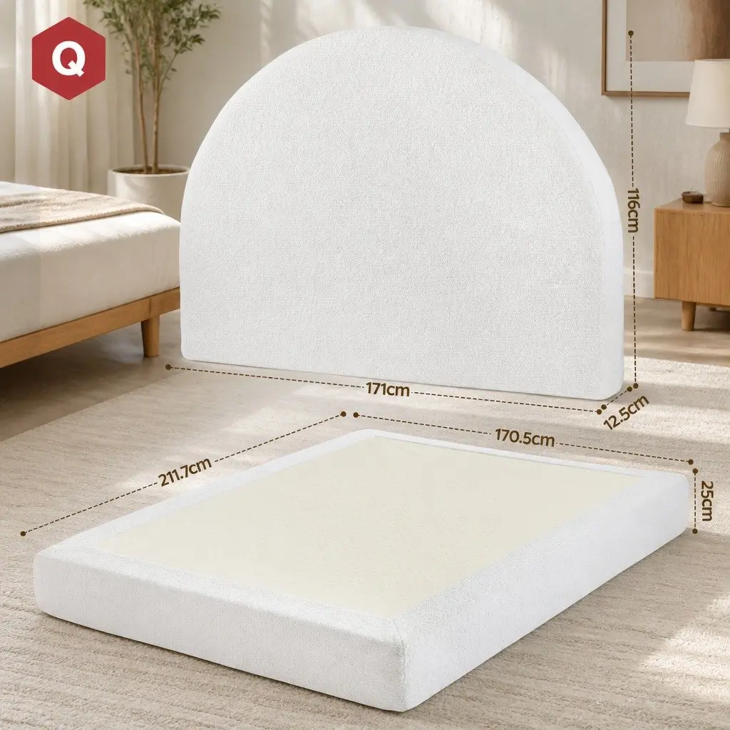 Queen Bed Frame in Soft Boucle Fabric