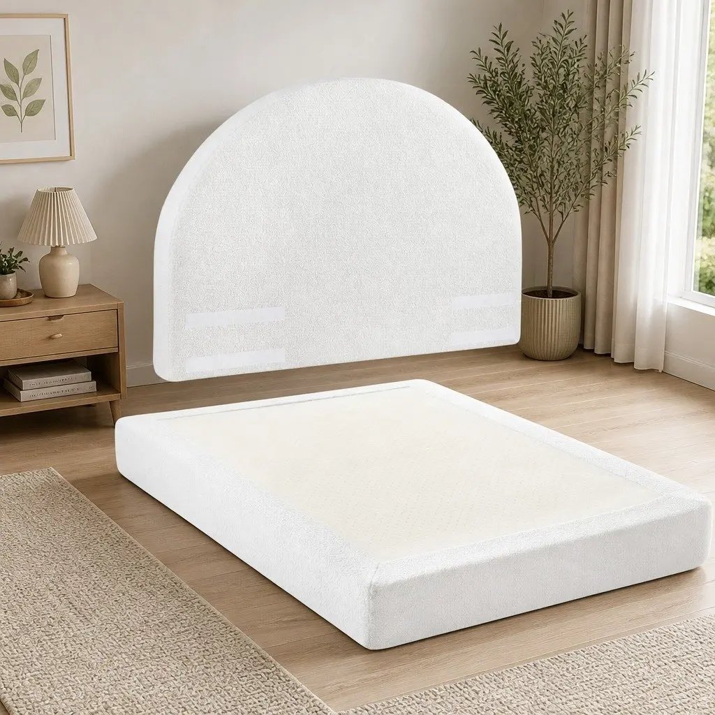 Queen Bed Frame in Soft Boucle Fabric