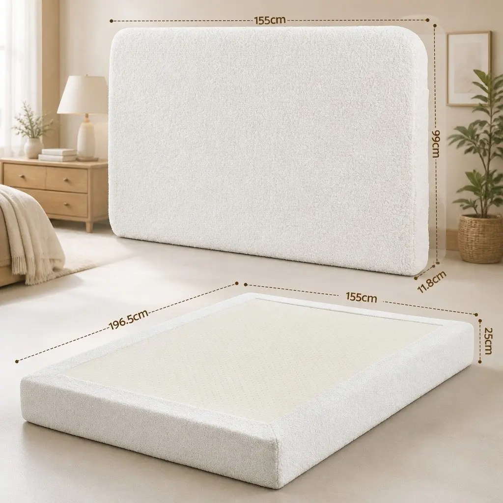 Double Bed Frame with Soft Boucle Fabric