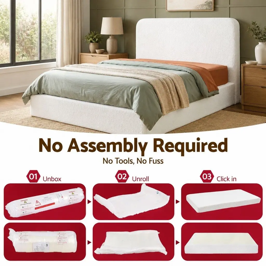 Double Bed Frame with Soft Boucle Fabric