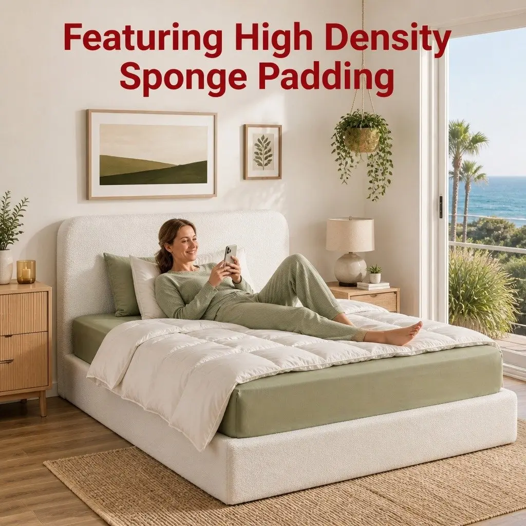 Double Bed Frame with Soft Boucle Fabric