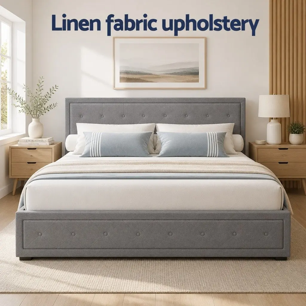 King Size Gas Lift Bed Frame with Storage Grey