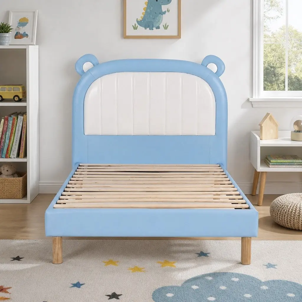 Kids King Single Bed Frame with Bear Headboard