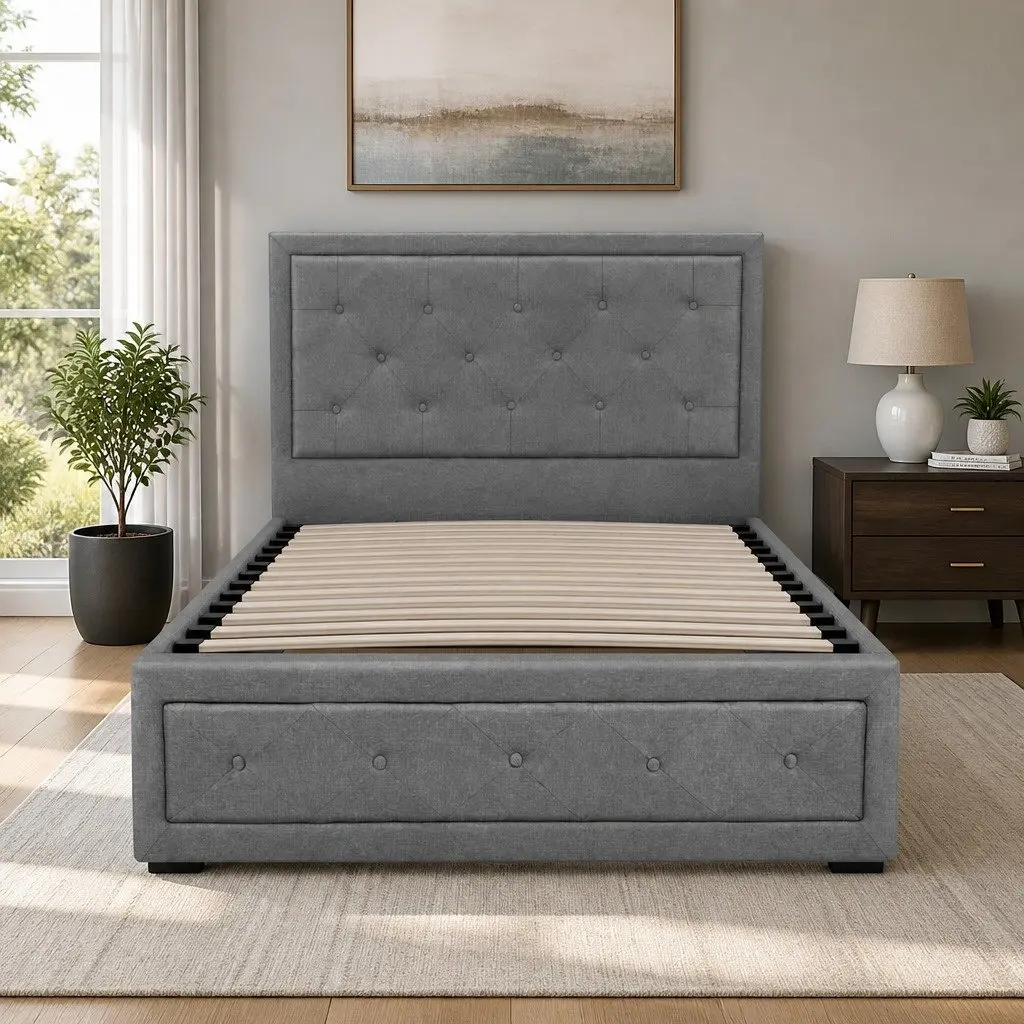 King Single Bed Frame with Gas Lift Storage