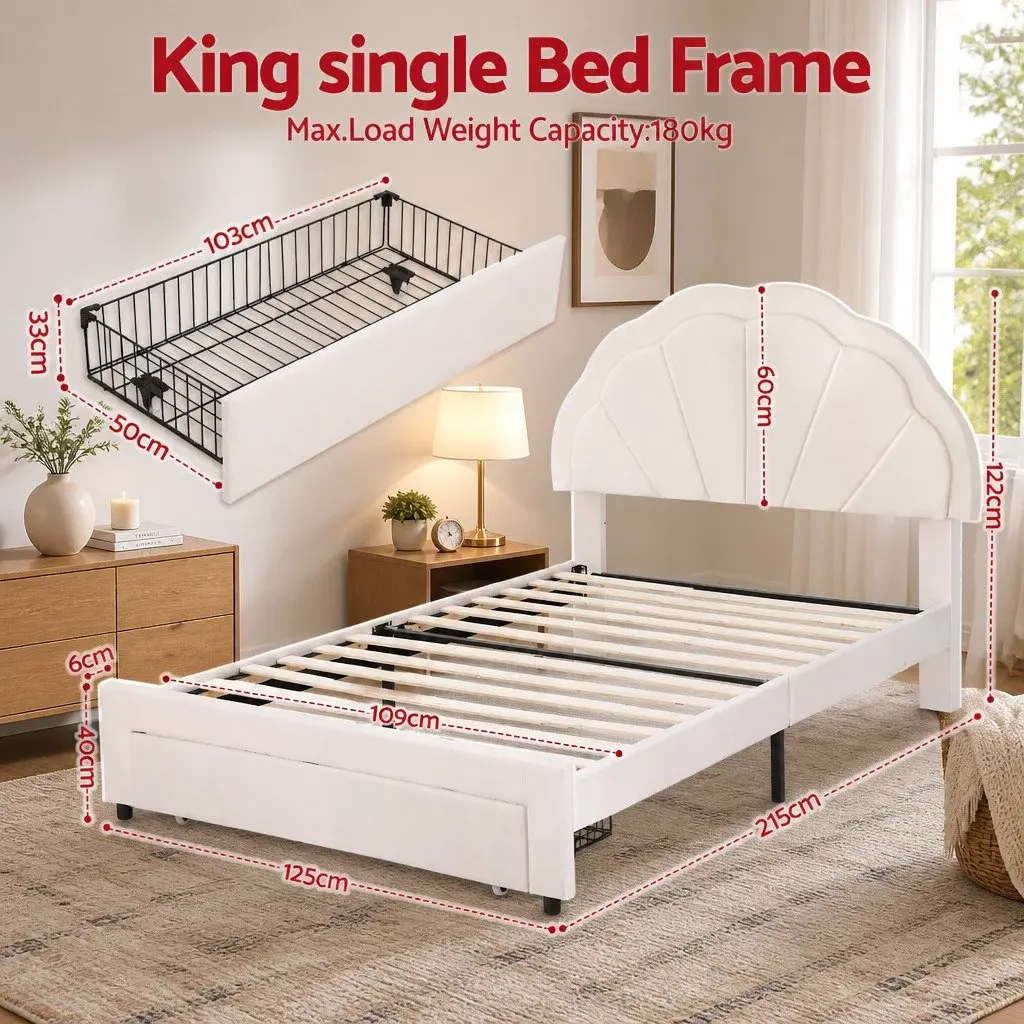 King Single Bed Frame with LED Headboard